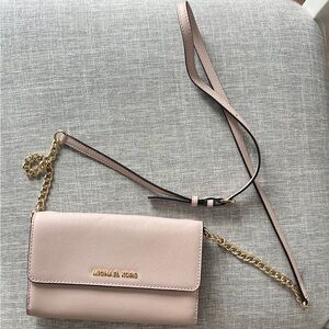 Michael Kors Blush Crossbody Bag with Gold Chain